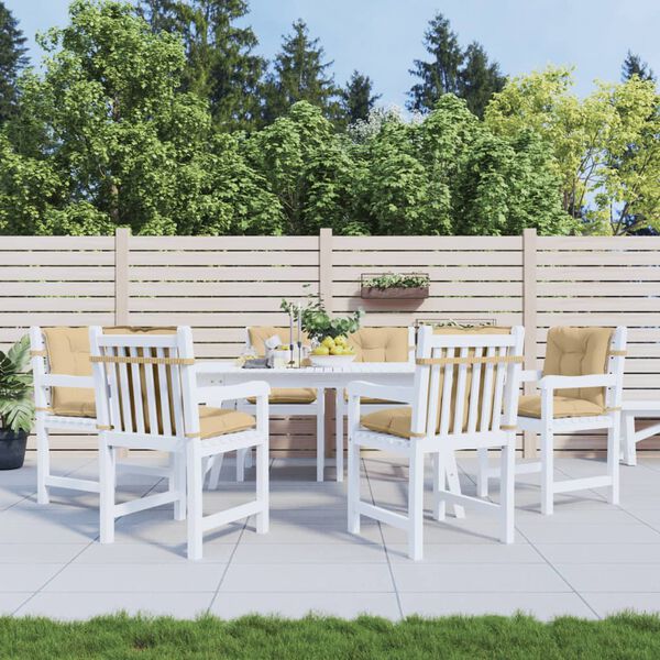 vidaXL Kėdės pagalvėlės, 6vnt., smėlio, 100x50x7cm, audinys