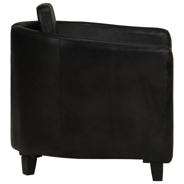 vidaXL Krėslas, juodos spalvos, tikra oda