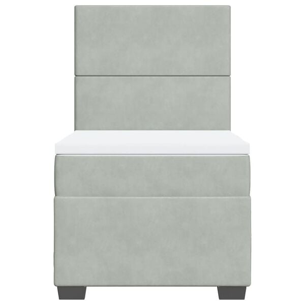 vidaXL Lova su spyruoklėmis ir čiužiniu, pilka, 80x200cm, aksomas