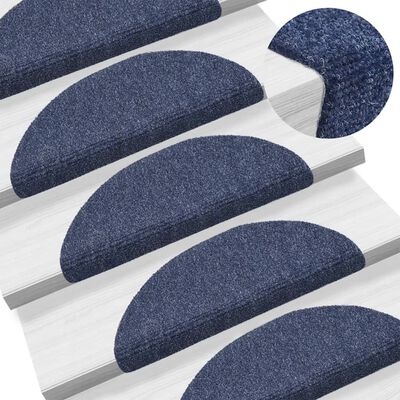 vidaXL Lipnūs laiptų kilimėliai, 15 vnt., 56x17x3 cm, mėlyni
