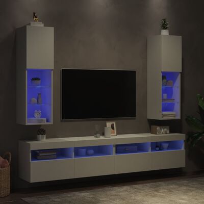 vidaXL TV spintelės su LED lemputėmis, 2vnt., baltos, 30,5x30x102cm