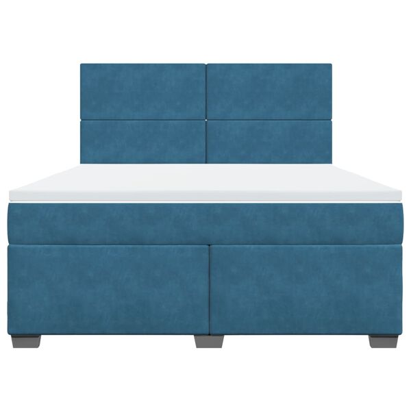 vidaXL Lova su spyruoklėmis ir čiužiniu, mėlyna, 180x200cm, aksomas