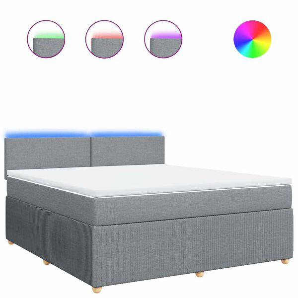 vidaXL Lova su spyruoklėmis ir čiužiniu, pilka, 180x200cm, audinys