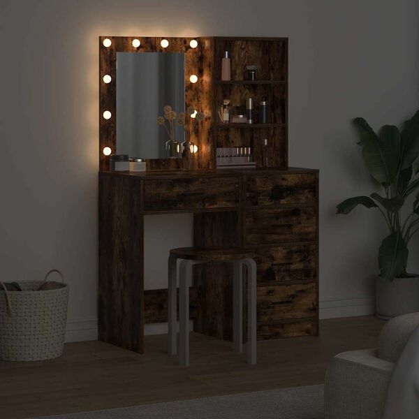 vidaXL Makiažo stalas 2 pcs Ruda 50 x 41 x 135 cm Apdirbta mediena