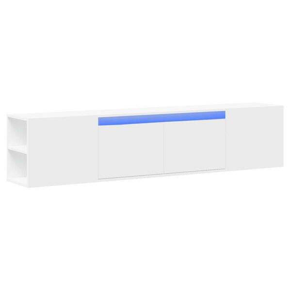 vidaXL Sieninė TV spintelė su LED lemputėmis, balta, 180x31x39,5cm
