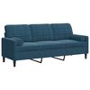 vidaXL Trivietė sofa su pagalvėlėmis, mėlynos spalvos, 180cm, aksomas