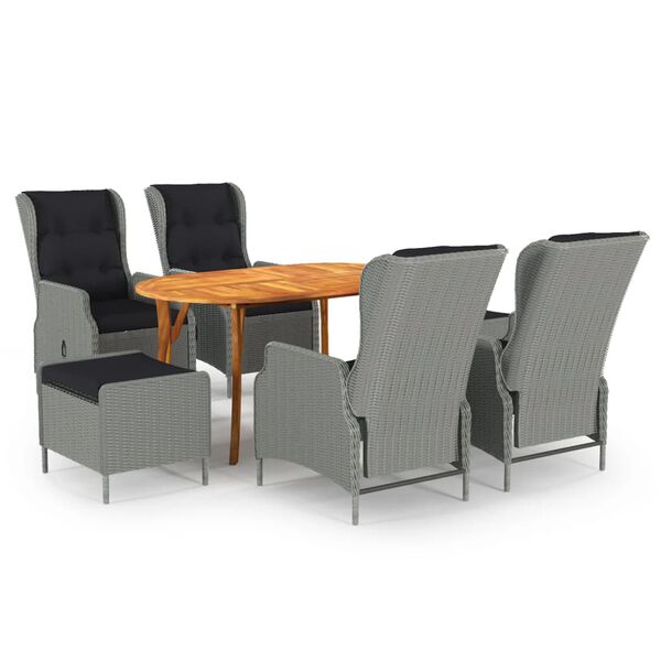 vidaXL Sodo valgomojo baldų komplektas, 7 dalių, &scaron;viesiai pilkas