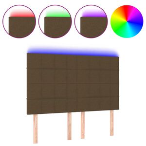 vidaXL Galvūgalis su LED, tamsiai rudos spalvos, 144x5x118/128cm