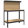 vidaXL Darbo stalas su lentyna su saugykla Juodas 114 x 54 x 145 cm