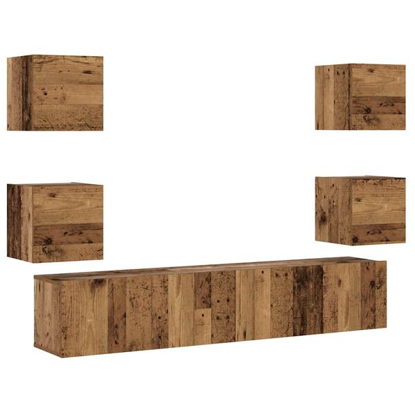vidaXL Sieninis televizoriaus spintelės komplektas, 6 dalių