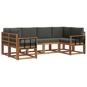 vidaXL Lauko sofos komplektas su pagalve 6 pcs Natūralus ir antracitas