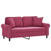 vidaXL Dvivietė sofa su pagalvėlėmis, raudonojo vyno, 140cm, aksomas