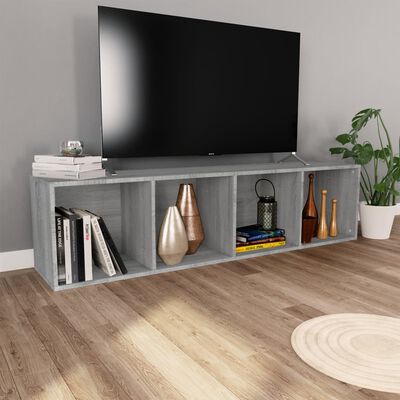 vidaXL Knygų/televizoriaus spintelė, pilka, 36x30x143cm, mediena
