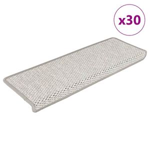 vidaXL Laiptų kilimėliai Lipni Sisal-Look 30 vnt 65x21x4 cm Platina