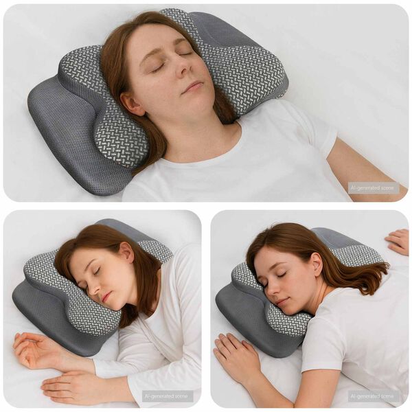 vidaXL Kaklo pagalvė Pilka Atminties putos 58 x 38 x 12 cm