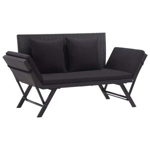 vidaXL Sodo suoliukas su pagalvėlėmis, juodas, 176cm, poliratanas