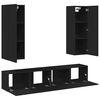 vidaXL Televizoriaus spintelių komplektas, 4 dalių, juodas, mediena