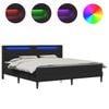 vidaXL Lovos rėmas su LED juostelėmis Juoda 180 x 200 cm Dirbtinė oda