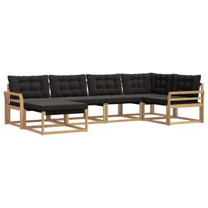 vidaXL Lauko sofos komplektas su pagalve 6 pcs Balta ir juoda