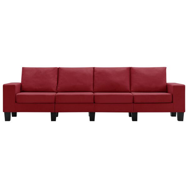 vidaXL Keturvietė sofa, raudonojo vyno spalvos, audinys