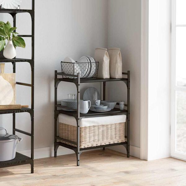 vidaXL Virtuvės vežimėlis Juodas ąžuolas 50 x 35 x 75.5 cm