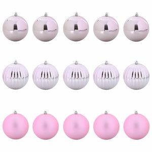 vidaXL Kalėdų Burbulų Rinkinys XL 15 vnt. LED Rožinė &Oslash; 10 cm Plastmasė