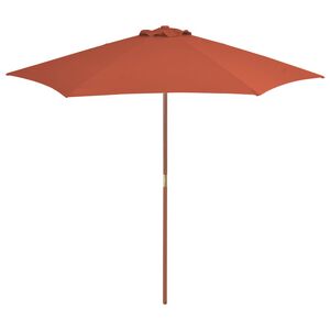 vidaXL Lauko skėtis nuo saulės su mediniu stulpu, terakota, 270cm