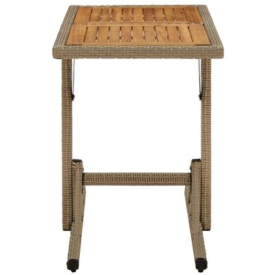 vidaXL Sodo stalas, smėlio spalvos, akacijos mediena ir poliratanas