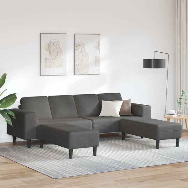 vidaXL Sofa Tamsiai pilka 250 x 188 x 76 cm Kordūrinis audinys