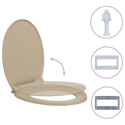 vidaXL Klozeto sėdynė su soft-close mechanizmu, smėlio spalvos, ovali