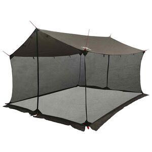 vidaXL Stovyklinė plėvelė su tinkleliu Ruda Pilka 340 x 260 x 220 cm