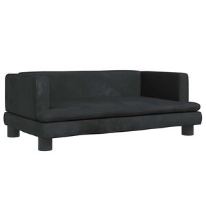 vidaXL Vaiki&scaron;ka sofa, juodos spalvos, 80x45x30cm, aksomas