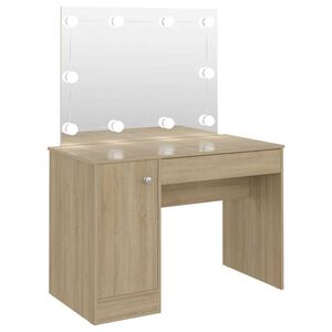 vidaXL Kosmetinis staliukas su LED, ąžuolo, 110x55x145cm, MDF