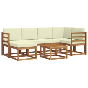 vidaXL Lauko sofos komplektas su pagalve 7 pcs Natūralus ir grietinėlė