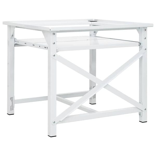 vidaXL Skalbimo ma&scaron;inos pagrindas su i&scaron;traukiama lentyna, baltas