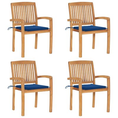 vidaXL Sudedamos sodo kėdės su pagalvėlėmis, 4vnt., tikmedžio masyvas