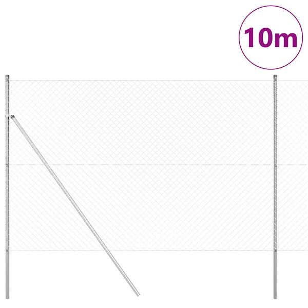 vidaXL Tvorelės stulpas Sidabro 10 x 1,6 m (40 x 40 mm tinklas)