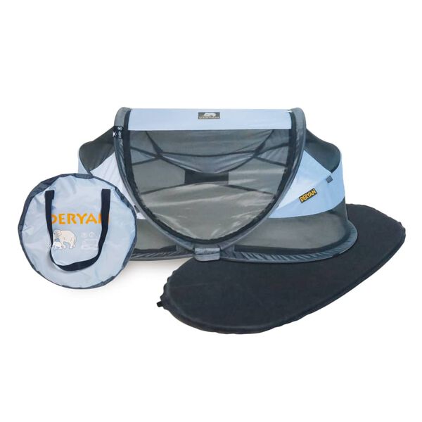 DERYAN Išskleidžiama kelioninė vaikiška lovytė Baby Luxe, mėlyna