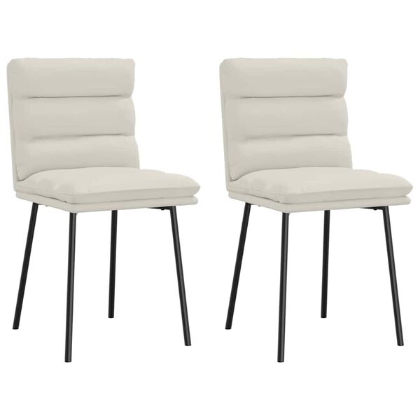 vidaXL Valgomojo kėdės, 2vnt., kreminės spalvos, aksomas