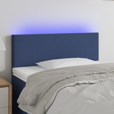 vidaXL Galvūgalis su LED, mėlynos spalvos, 90x5x78/88cm, audinys