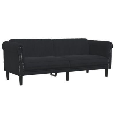 vidaXL Trivietė sofa, juodos spalvos, aksomas