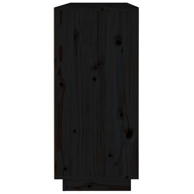 vidaXL Šoninė spintelė, juoda, 110x34x75cm, pušies medienos masyvas
