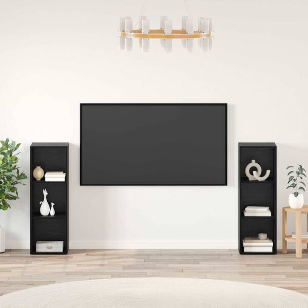 vidaXL TV spintelių komplektas 2 pcs Juodas ąžuolas 107 x 35 x 37 cm