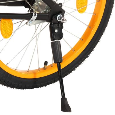 vidaXL Vaikiškas dviratis su priekine bagažine, juodas ir oranžinis