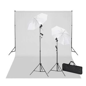 vidaXL Rinkinys fotostudijai, baltas fonas 600x300cm ir &scaron;viestuvai