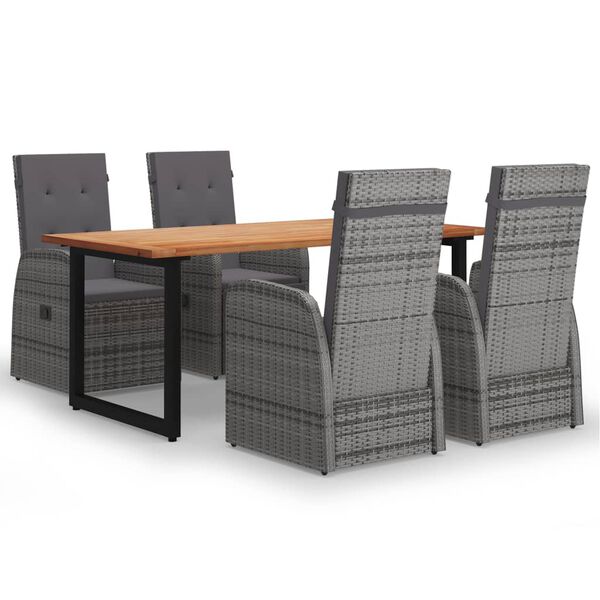 vidaXL Sodo komplektas su pagalvėlėmis, 5 dalių, pilkas, poliratanas