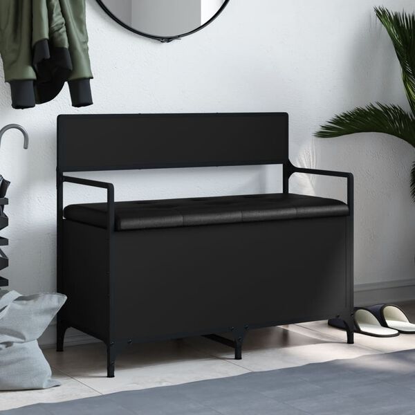 vidaXL Suoliukas-daiktadėžė, juodas, 85,5x42x73,5cm, apdirbta mediena