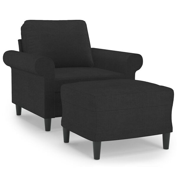 vidaXL Krėslas su pakoja, juodos spalvos, 60cm, audinys