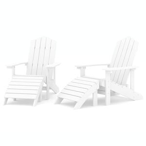 vidaXL Sodo Adirondack kėdės su pakojomis, 2vnt., baltos spalvos, HDPE