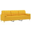 vidaXL Trivietė sofa su pagalvėmis, &scaron;viesiai geltona, 210cm, audinys